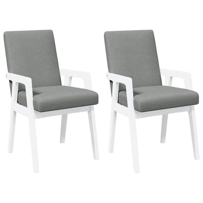Eetkamerstoelen met kussens 2 stuks wit massief hout rubber