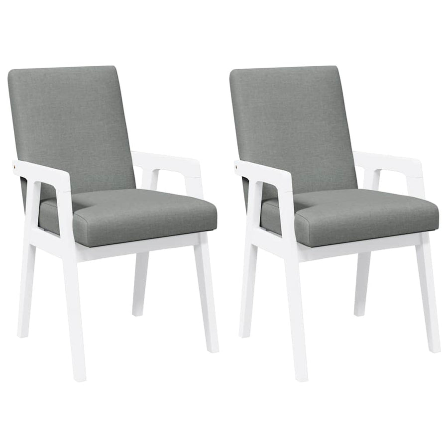 Eetkamerstoelen met kussens 2 stuks wit massief hout rubber