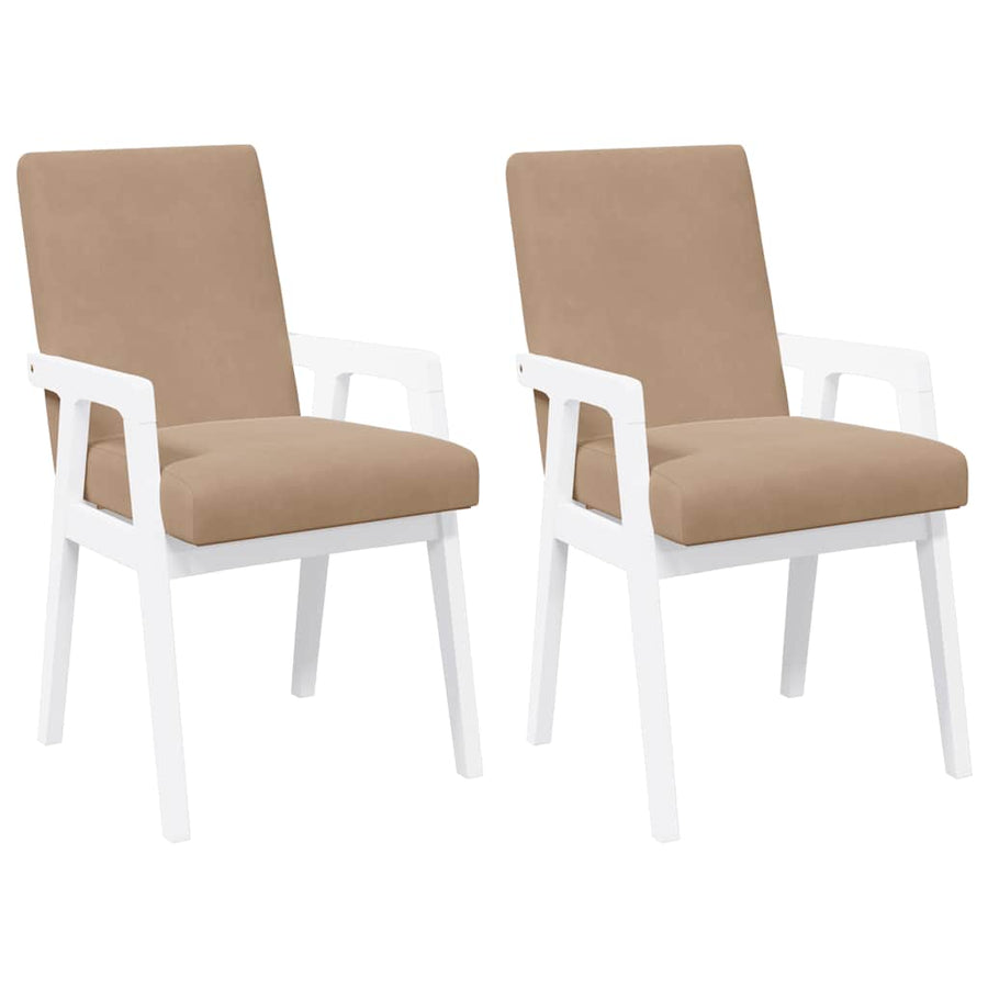 Eetkamerstoelen met kussens 2 stuks wit massief hout rubber