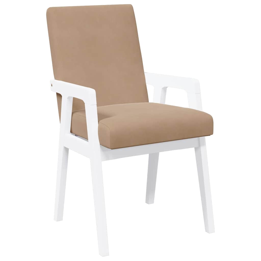 Eetkamerstoelen met kussens 2 stuks wit massief hout rubber