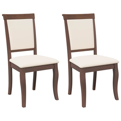 Eetkamerstoelen met kussens 2 st massief hout rubber bruin