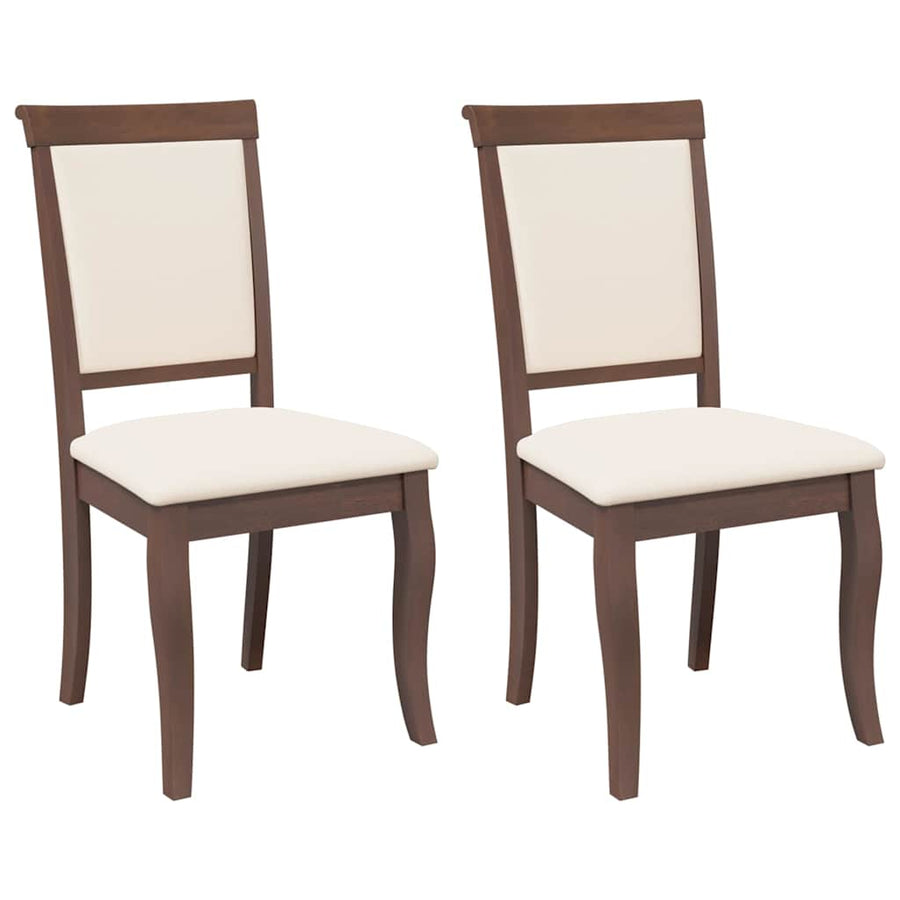 Eetkamerstoelen met kussens 2 st massief hout rubber bruin