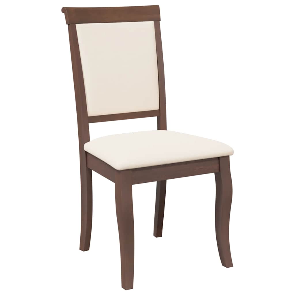Eetkamerstoelen met kussens 2 st massief hout rubber bruin