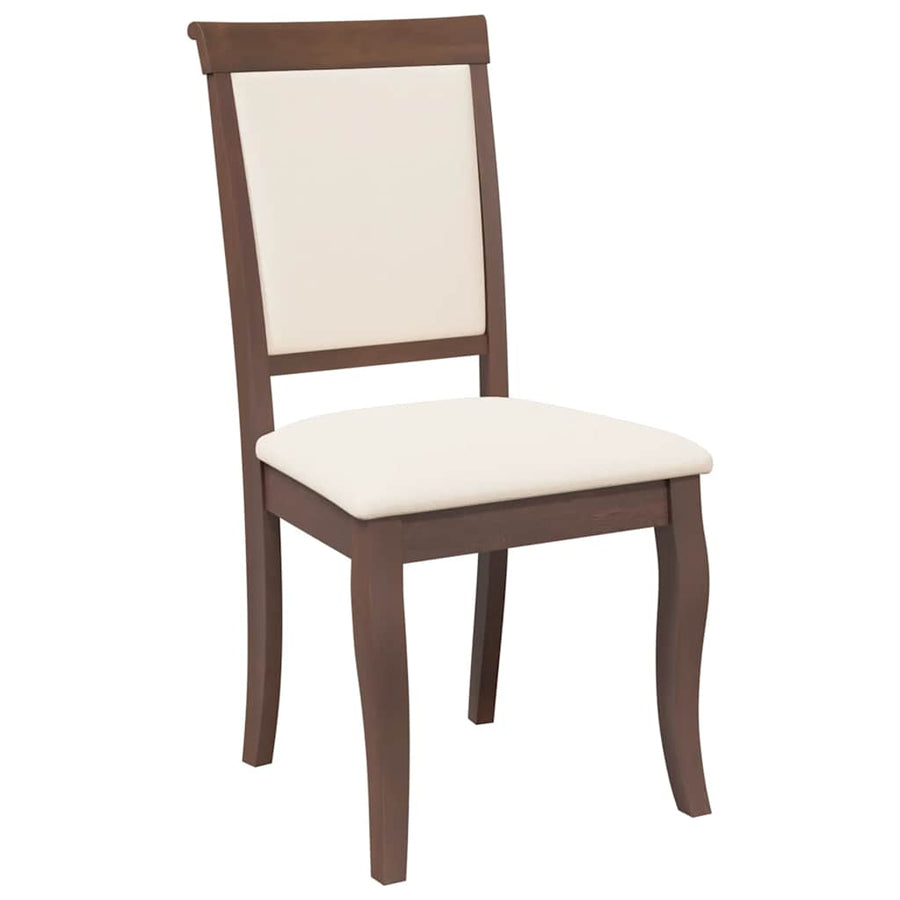 Eetkamerstoelen met kussens 2 st massief hout rubber bruin