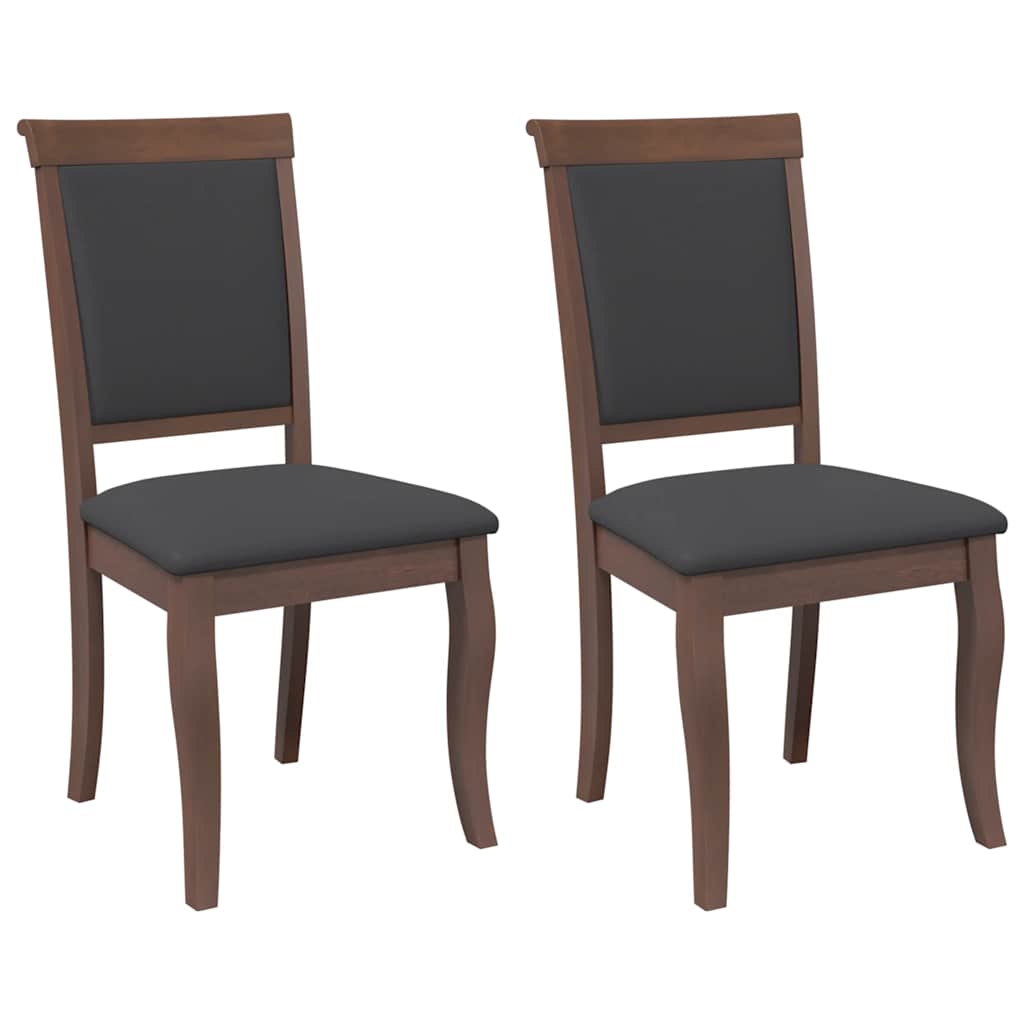 Eetkamerstoelen met kussens 2 st massief hout rubber bruin