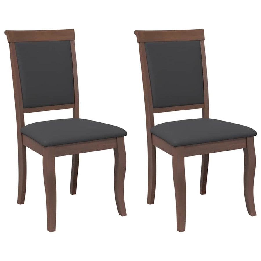 Eetkamerstoelen met kussens 2 st massief hout rubber bruin