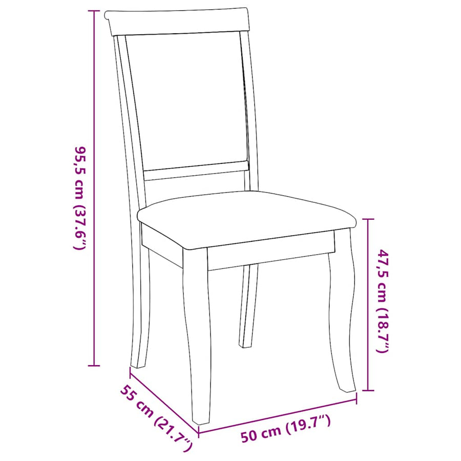 Eetkamerstoelen met kussens 2 st massief hout rubber bruin