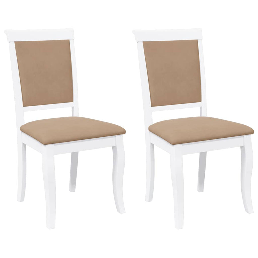 Eetkamerstoelen met kussens 2 st massief hout rubber wit