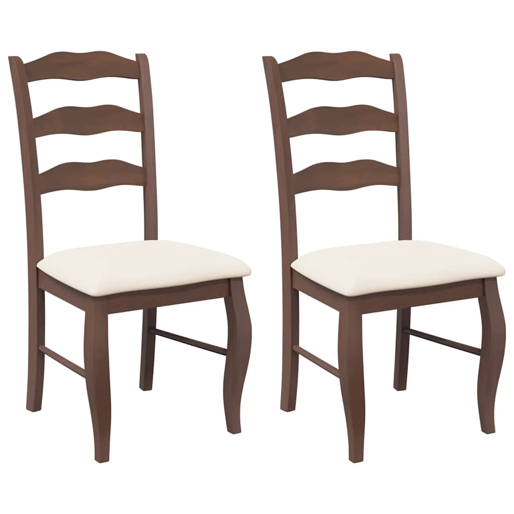 Eetkamerstoelen met kussens 2 stuks bruin massief hout rubber
