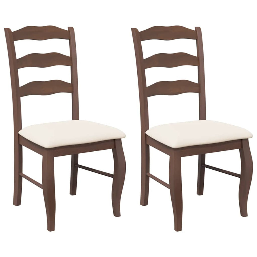 Eetkamerstoelen met kussens 2 stuks bruin massief hout rubber