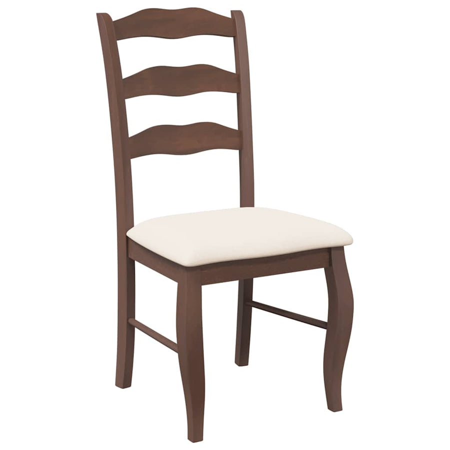 Eetkamerstoelen met kussens 2 stuks bruin massief hout rubber