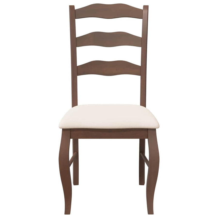 Eetkamerstoelen met kussens 2 stuks bruin massief hout rubber