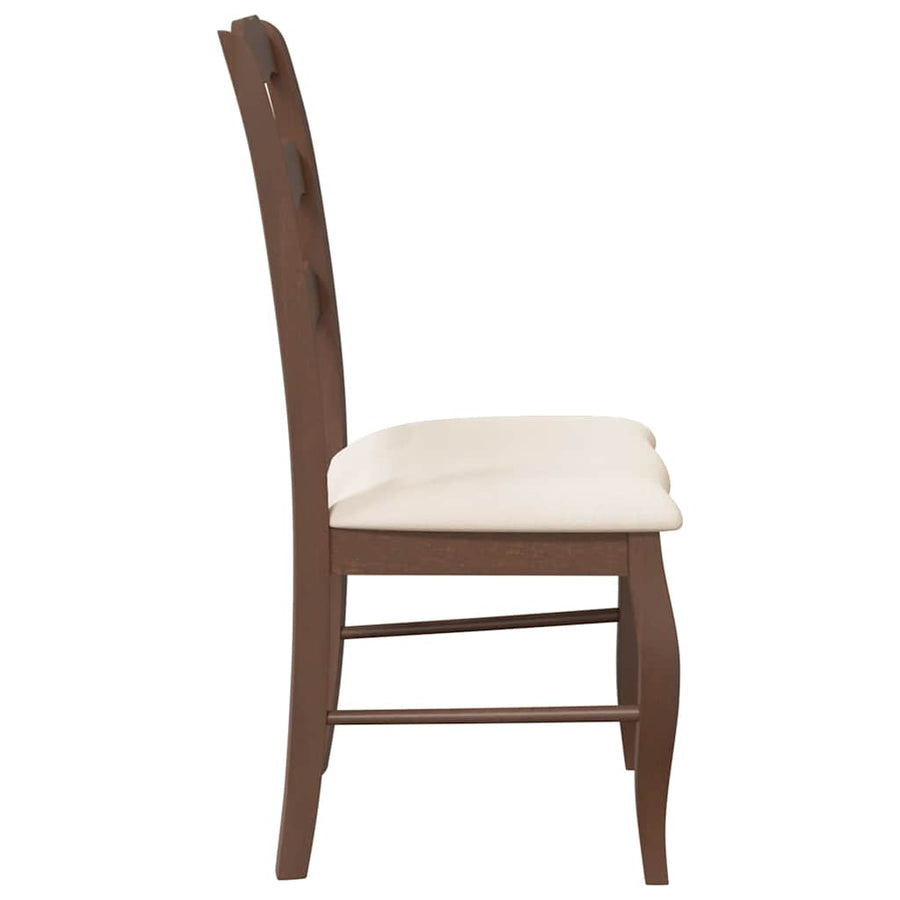 Eetkamerstoelen met kussens 2 stuks bruin massief hout rubber