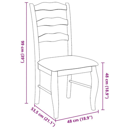 Eetkamerstoelen met kussens 2 stuks bruin massief hout rubber