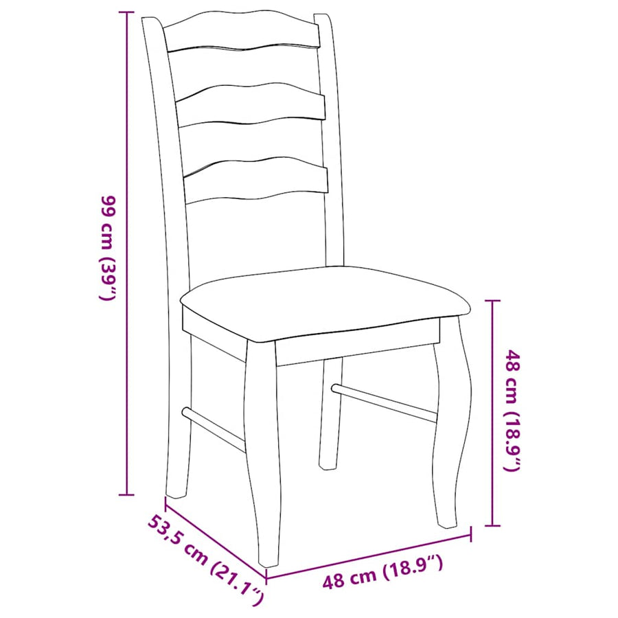 Eetkamerstoelen met kussens 2 stuks bruin massief hout rubber