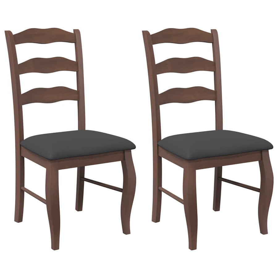 Eetkamerstoelen met kussens 2 stuks bruin massief hout rubber