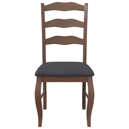 Eetkamerstoelen met kussens 2 stuks bruin massief hout rubber