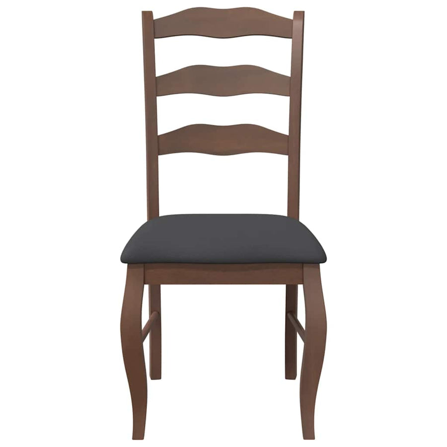 Eetkamerstoelen met kussens 2 stuks bruin massief hout rubber