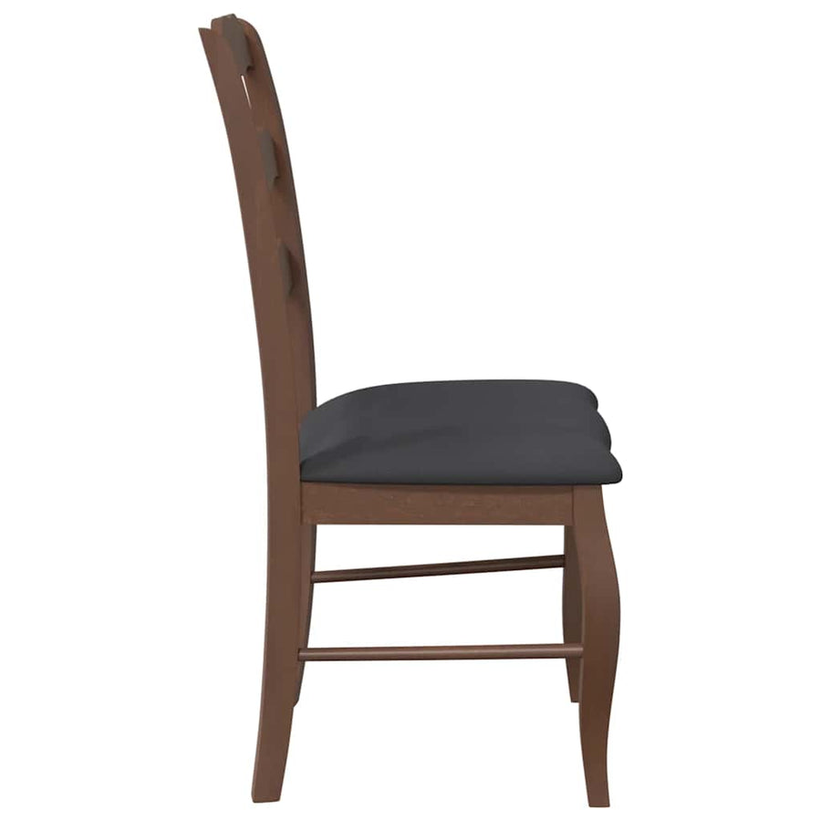 Eetkamerstoelen met kussens 2 stuks bruin massief hout rubber