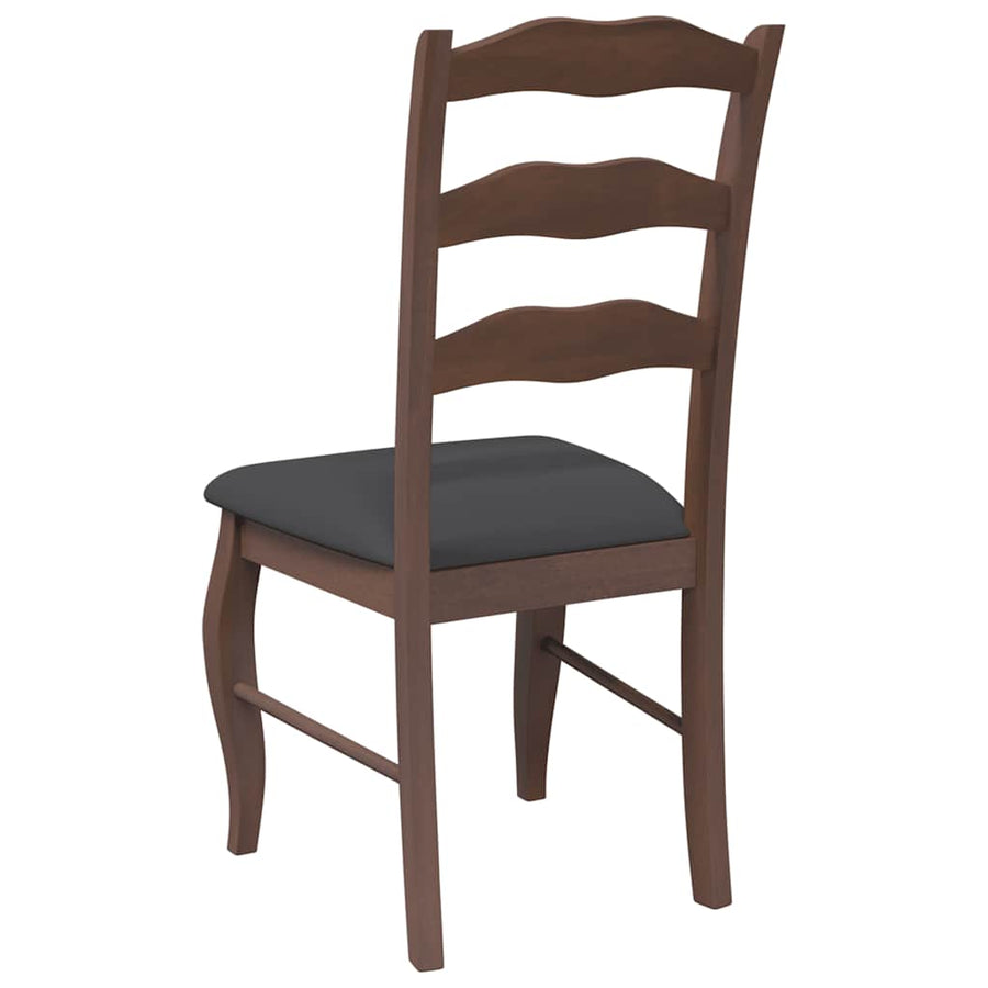 Eetkamerstoelen met kussens 2 stuks bruin massief hout rubber
