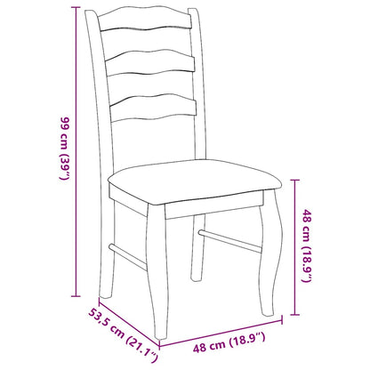 Eetkamerstoelen met kussens 2 stuks bruin massief hout rubber