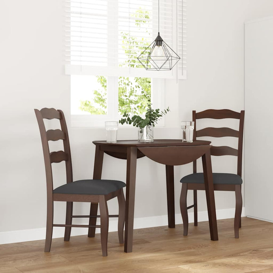 Eetkamerstoelen met kussens 2 stuks bruin massief hout rubber