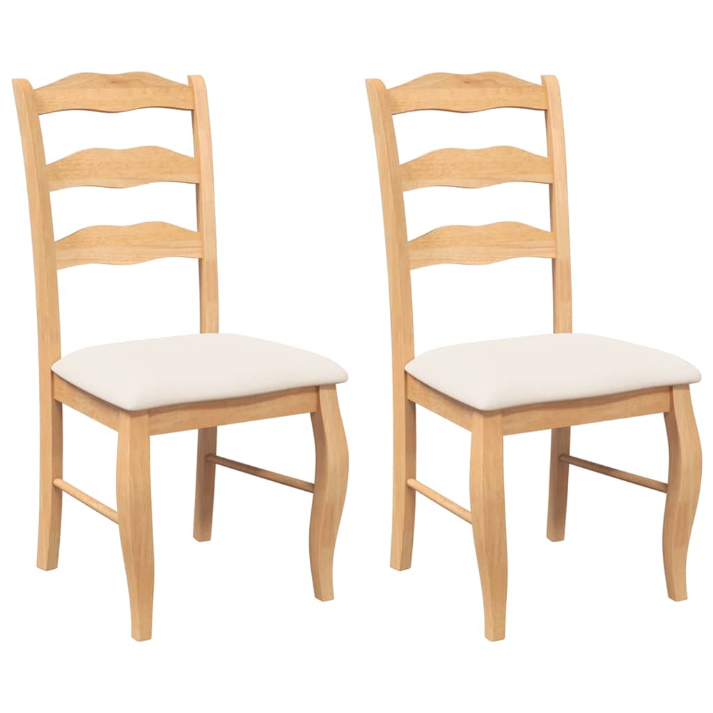 Eetkamerstoelen met kussens 2 stuks natuurlijk massief hout rubber