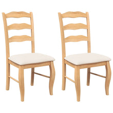 Eetkamerstoelen met kussens 2 stuks natuurlijk massief hout rubber
