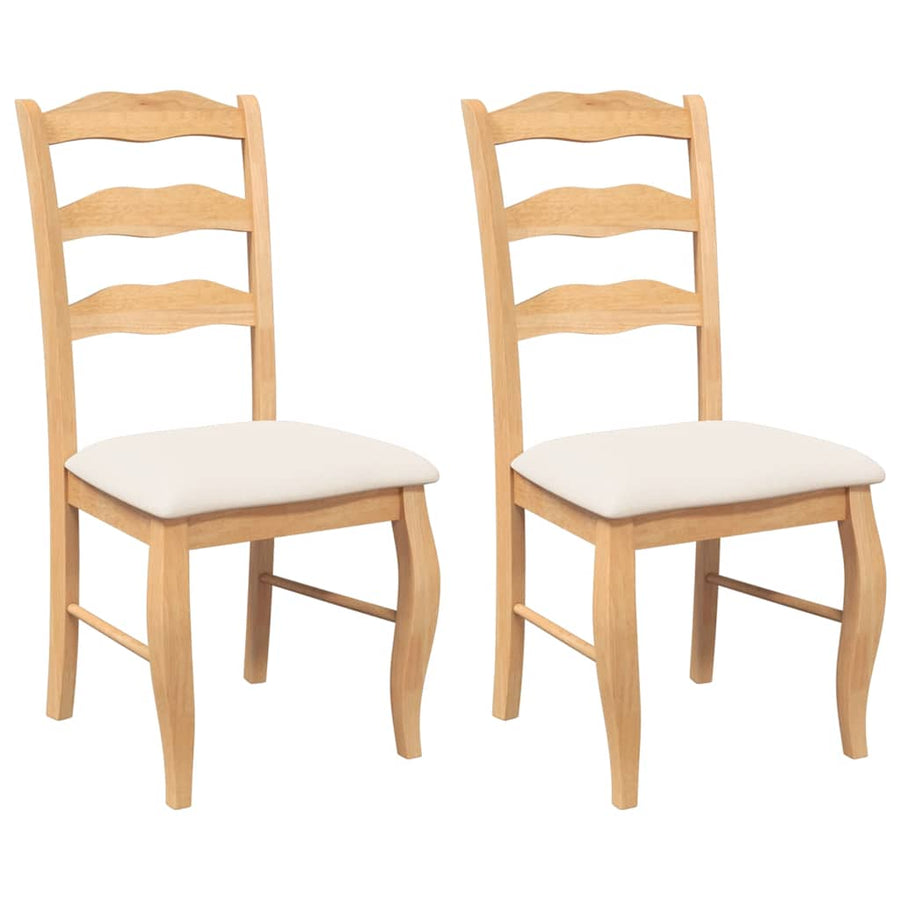 Eetkamerstoelen met kussens 2 stuks natuurlijk massief hout rubber