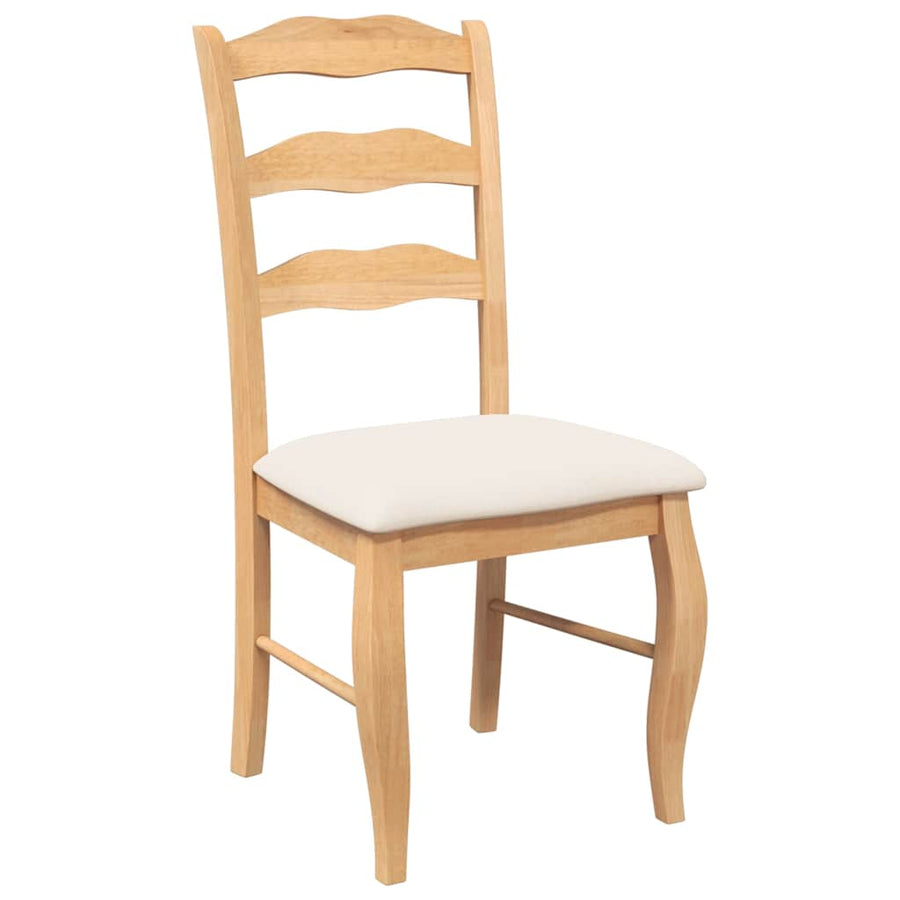Eetkamerstoelen met kussens 2 stuks natuurlijk massief hout rubber