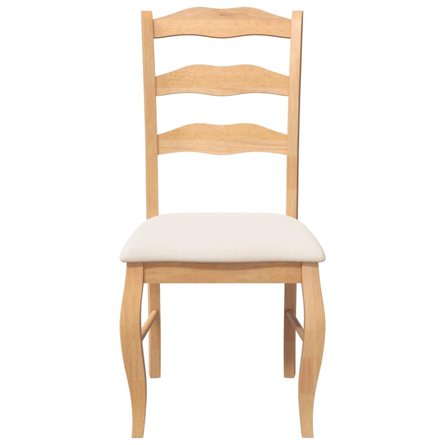 Eetkamerstoelen met kussens 2 stuks natuurlijk massief hout rubber