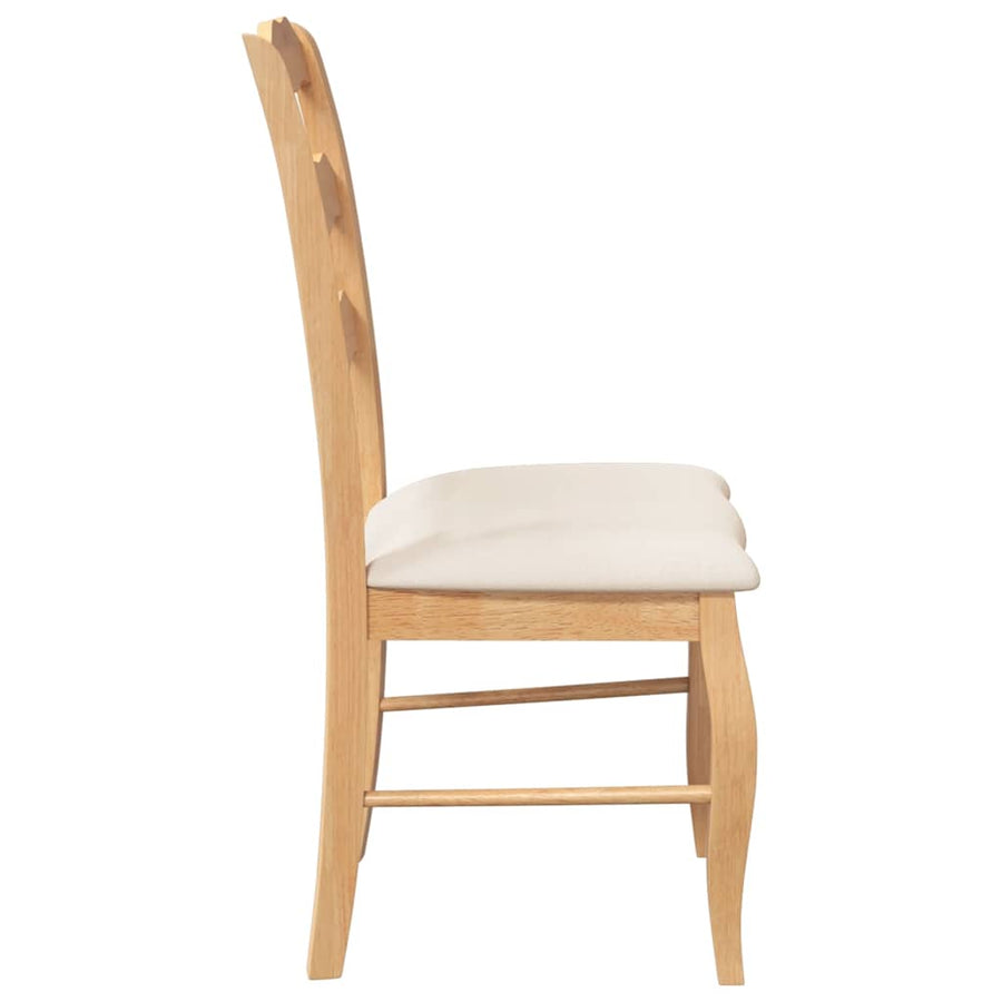 Eetkamerstoelen met kussens 2 stuks natuurlijk massief hout rubber
