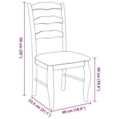 Eetkamerstoelen met kussens 2 stuks natuurlijk massief hout rubber