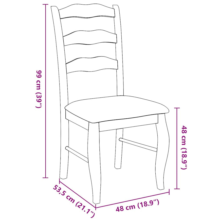 Eetkamerstoelen met kussens 2 stuks natuurlijk massief hout rubber
