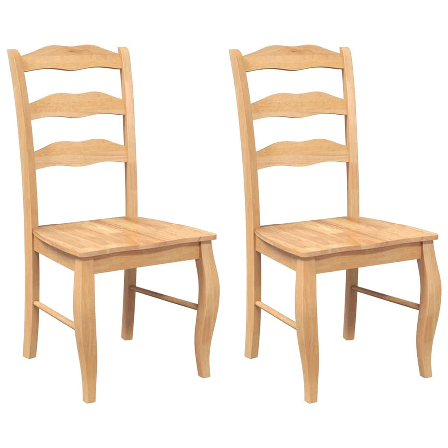 Eetkamerstoelen 2 stuks natuurlijk massief hout rubber