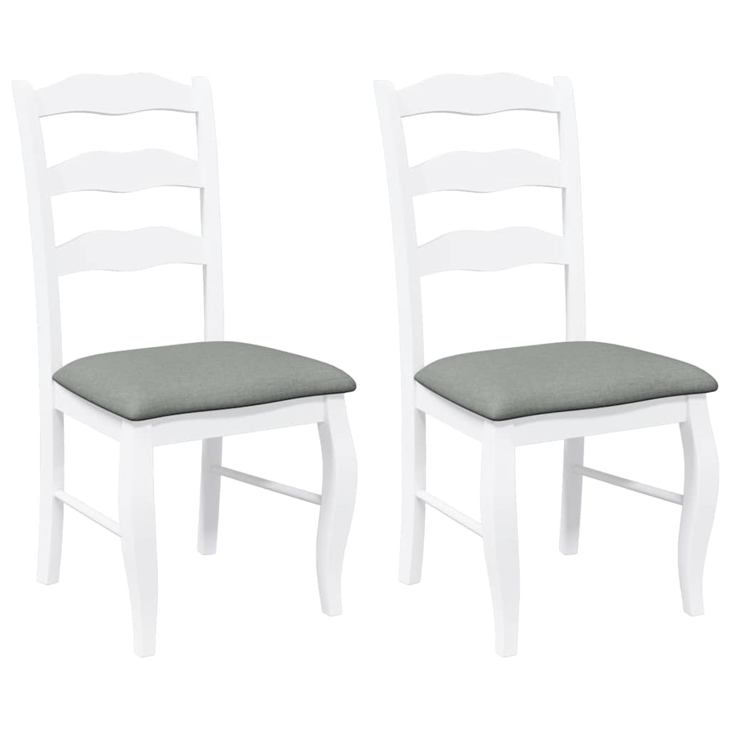 Eetkamerstoelen met kussens 2 stuks wit massief hout rubber
