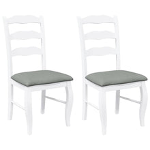 Eetkamerstoelen met kussens 2 stuks wit massief hout rubber