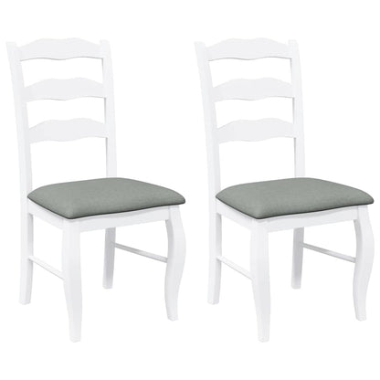Eetkamerstoelen met kussens 2 stuks wit massief hout rubber