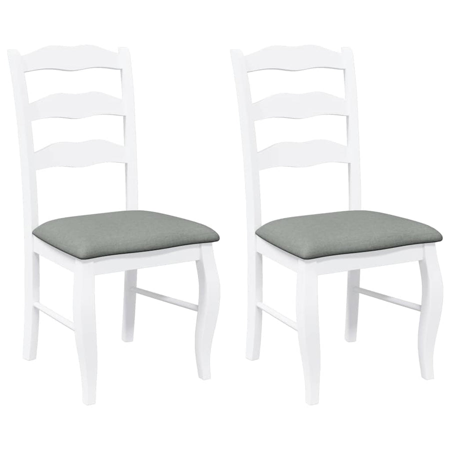 Eetkamerstoelen met kussens 2 stuks wit massief hout rubber