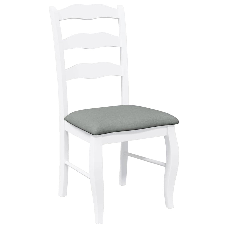Eetkamerstoelen met kussens 2 stuks wit massief hout rubber