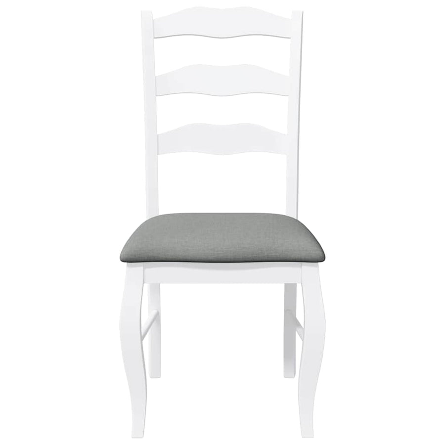 Eetkamerstoelen met kussens 2 stuks wit massief hout rubber