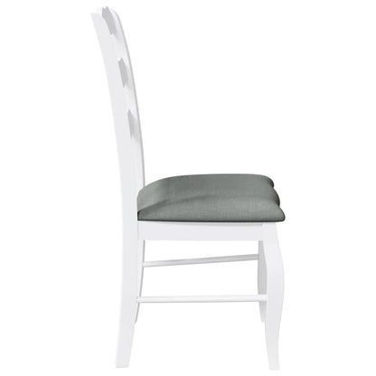 Eetkamerstoelen met kussens 2 stuks wit massief hout rubber