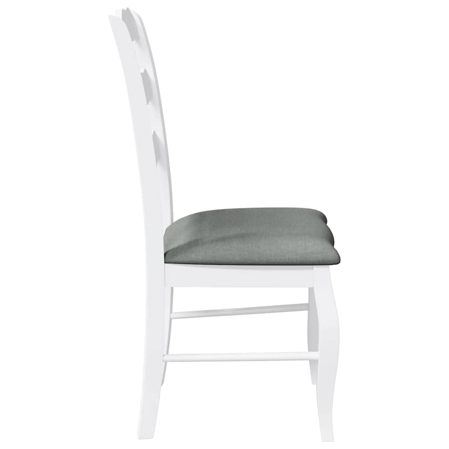 Eetkamerstoelen met kussens 2 stuks wit massief hout rubber