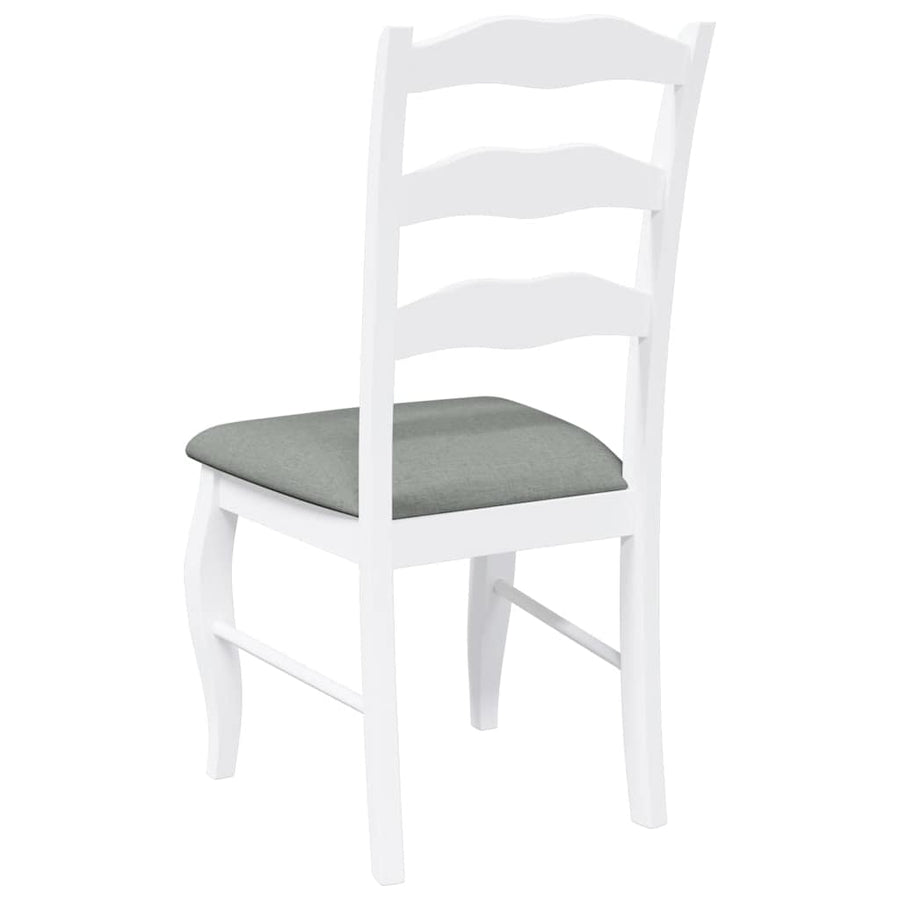 Eetkamerstoelen met kussens 2 stuks wit massief hout rubber