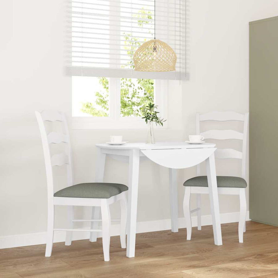 Eetkamerstoelen met kussens 2 stuks wit massief hout rubber