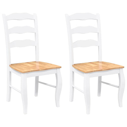 Eetkamerstoelen 2 stuks Wit Massief Hout Rubber