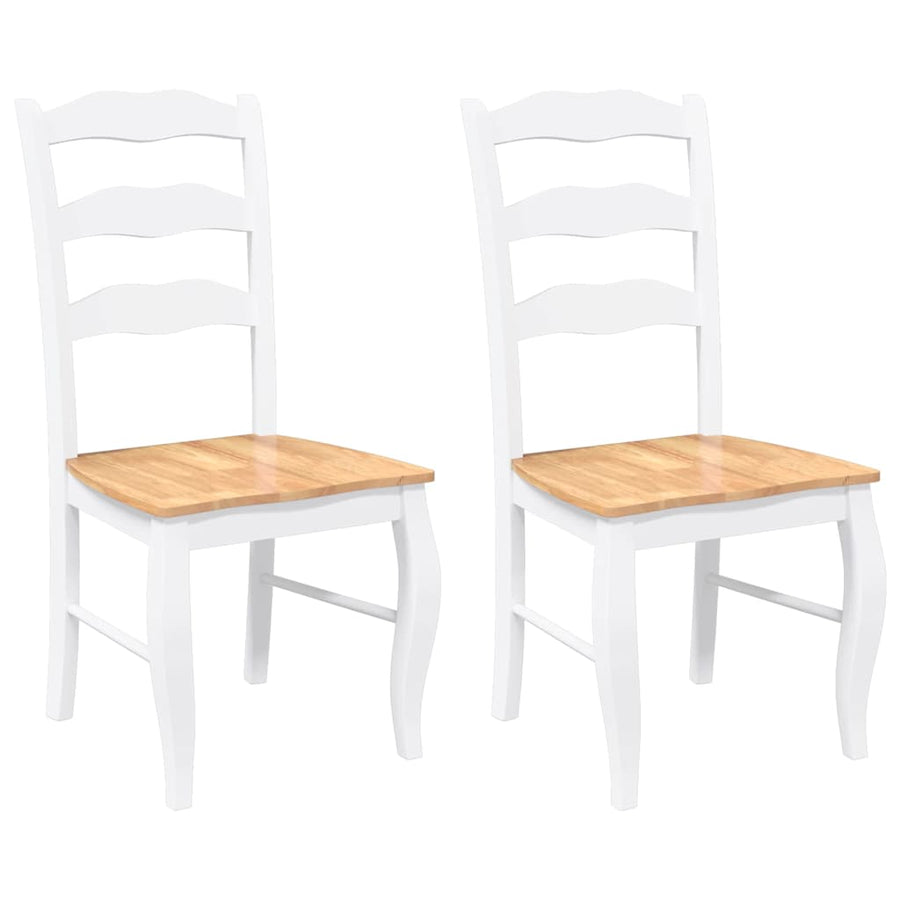 Eetkamerstoelen 2 stuks Wit Massief Hout Rubber