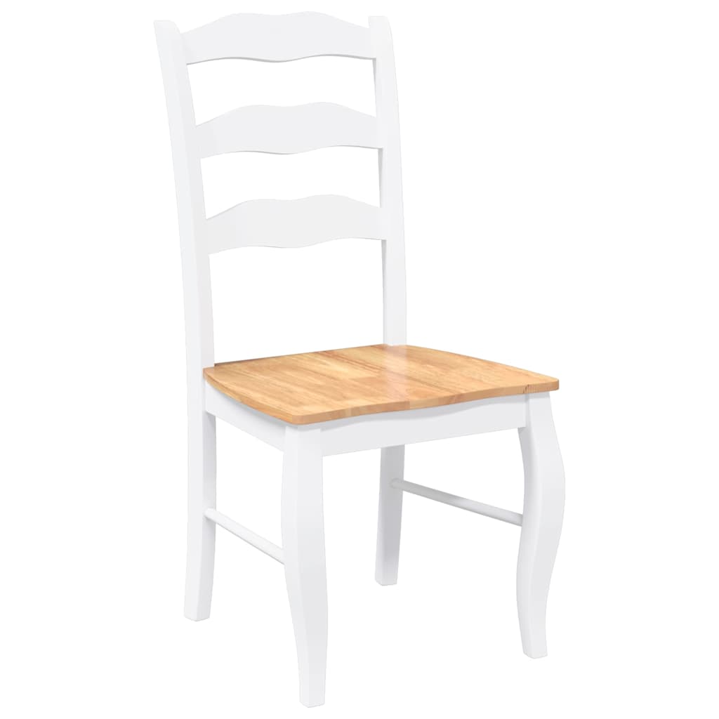 Eetkamerstoelen 2 stuks Wit Massief Hout Rubber