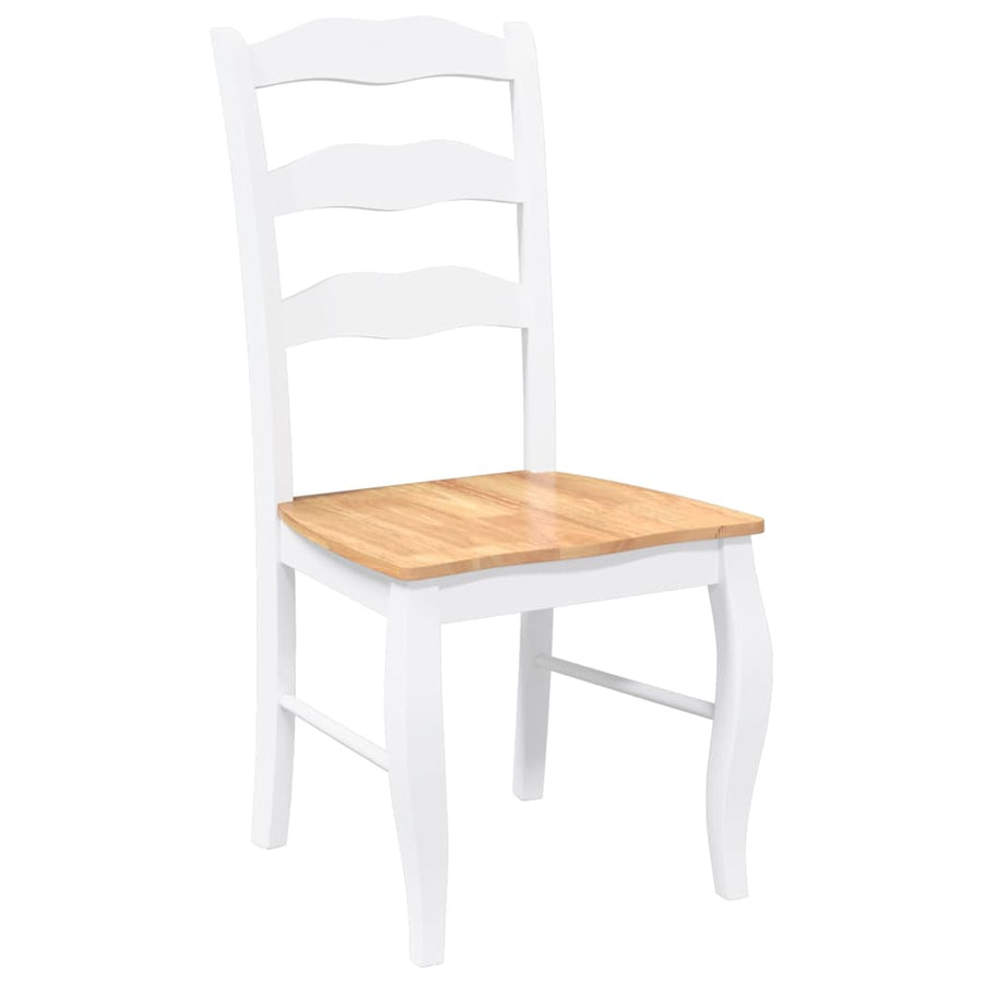 Eetkamerstoelen 2 stuks Wit Massief Hout Rubber