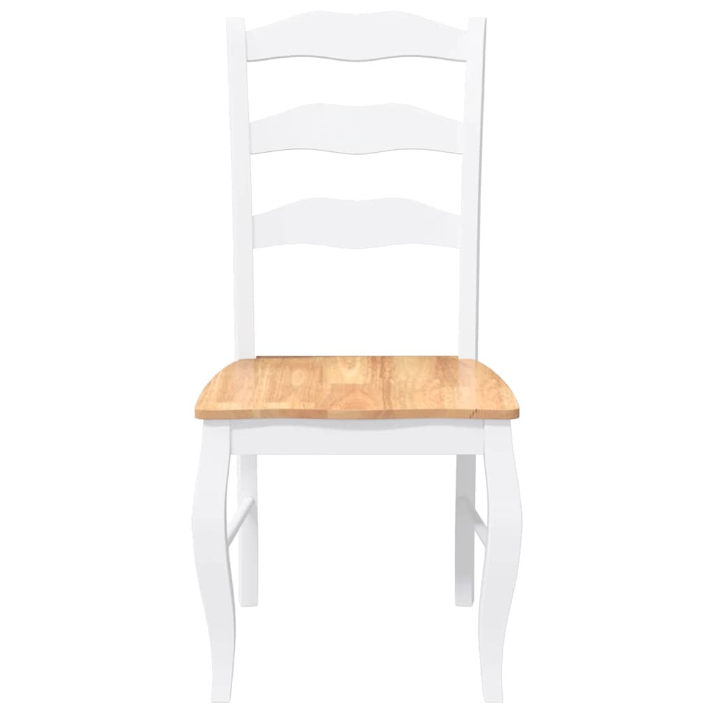 Eetkamerstoelen 2 stuks Wit Massief Hout Rubber